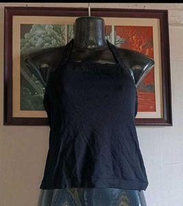 Elegant Black Halter Neck Top