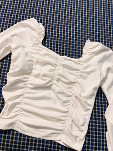 Chic Ruched White Top🫶