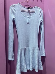 Ribbed Long Sleeve Peplum Dress