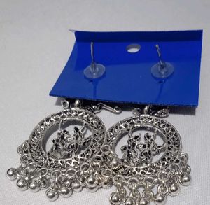 Radha Krishna oxidized earrings