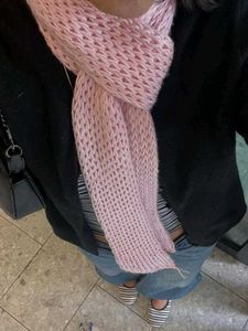 Cozy Pink Knit Scarf