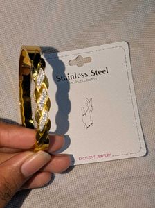Gold Tone Leaf Bangle Bracelet(Anti-tarnish)