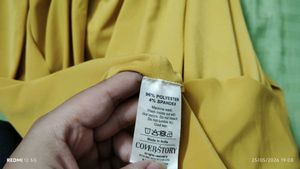 Mustard Yellow Midi Dress with Tie Neck