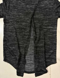 Marled black Grey Long Sleeve Top