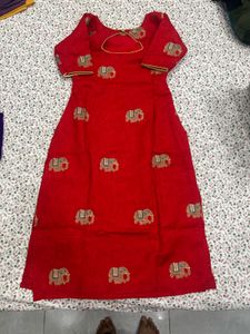 Red Elephant Print Kurta