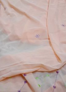 Peach Embroidered Georgette Saree