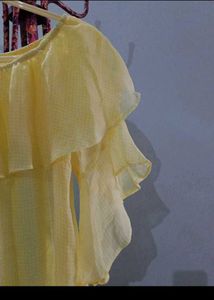 korean 💛Chic Yellow Ruffle Top