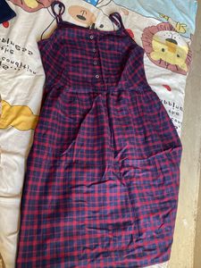 Red Plaid Spaghetti Strap Dress