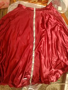 Marron satin Dandiya skirt with blouse