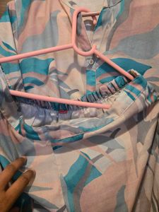 Pastel Abstract Print Pathani style Coord set