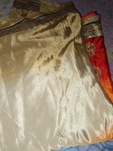 Vibrant Orange &amp; Gold Saree