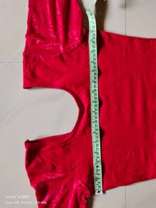 Red Lace Sleeve Blouse