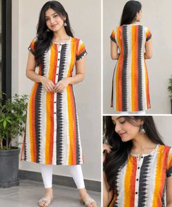 🌼 Beautiful Multicolour Printed Straight Kurti 🌼