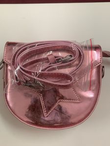 Pink Metallic Star Clutch Bag