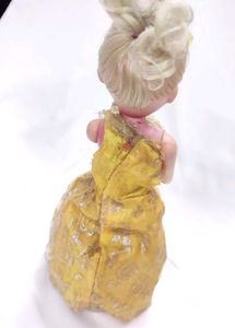 Vintage Toy Doll in Yellow Brocade Dress