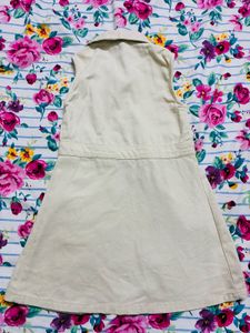 Cream Button-Up Sleeveless Mini Dress