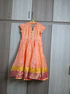 Beautiful Peach Anarkali Kurta margin available to