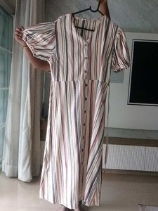 Striped Button-Down Midi Dress