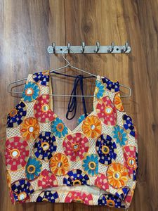Bohemian Embroidered Blouse with Mirror Work