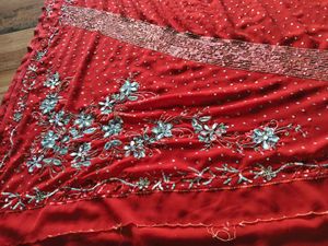 y2k Red heavy handwork Saree