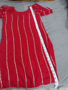 Red &amp; Gold Embellished Kurti