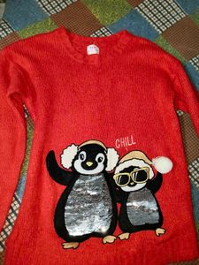 Cute Penguin Sequin Sweater
