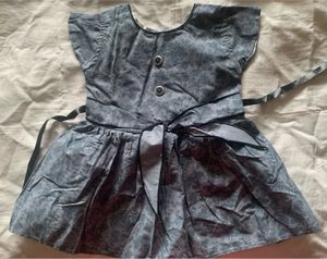 Cute Grey Printed Baby Dress