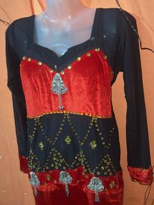Stylish Red &amp; Black Kurta