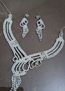 Rhinestone Necklace & Earring Set