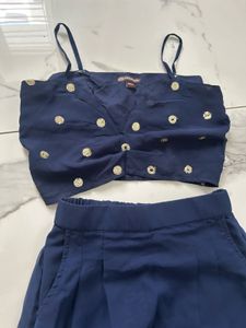 Navy Ethnic Co ord set With Jacket