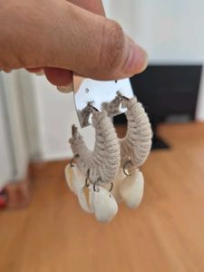 Boho Rope &amp; Shell Hoop Earrings