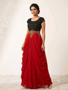 Elegant Red & Black Gown