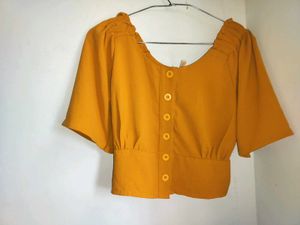 Chic Mustard Yellow Square Neck Top