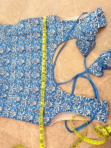 Blue Floral Print anarkali stitch