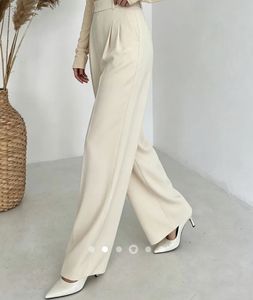Elegant Cream Wide-Leg Trousers