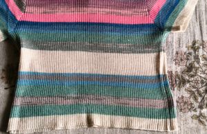 Striped Knit Polo Top