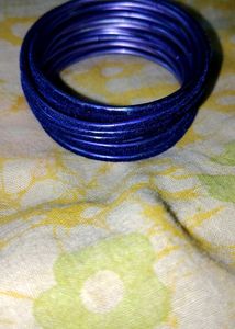 Vibrant Blue Velvet Bangle Set