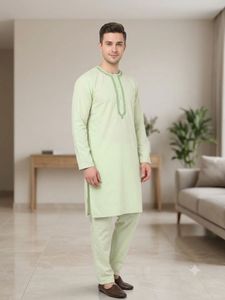 Men's Light Green Kurta Set