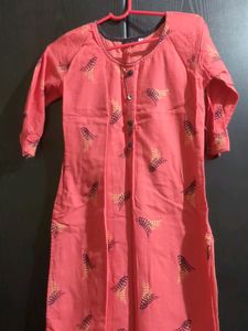 Pure Cotton Cute Pink Kurta With Black Detailing