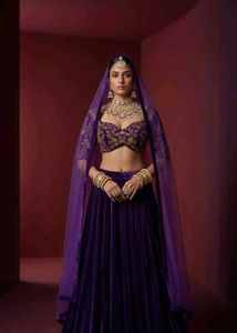Stunning Purple Velvet Lehenga Choli