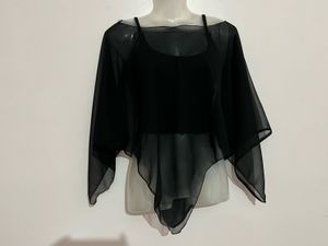 polka dot top with sheer cape combo