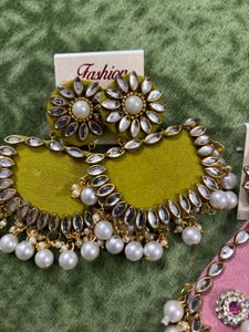 Pearl Drop Earrings Set 2 pairs combo