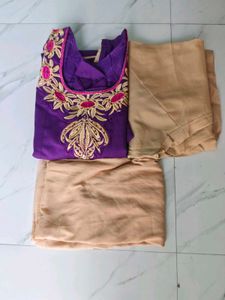 Embroidered Purple Kurta Set