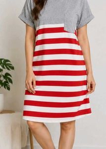 Red &amp; White Striped T-Shirt Dress