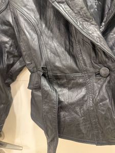 Black Leather Belted Jacket