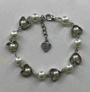 Pearl & Heart Charm Bracelet