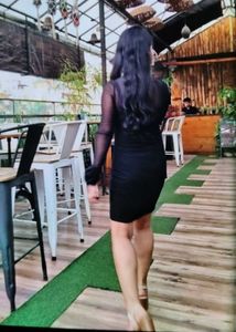 Chic Black Sheer Neckline Dress