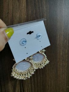 Elegant Palak Earrings - White &amp; Gold (3-set combo