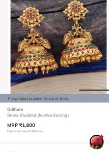 Griiham Stone Studded Jhumka Earrings