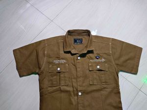 Stylish Boys Brown Short Sleeve Shirt